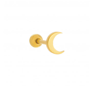 Piercing Microbell reto Lua Dourado - Aço 8mm