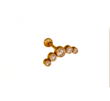 Piercing Cluster Dourado 5 Zircônias - Titânio