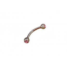 Piercing Microbell Curvo de Aço com Pedra Pink 