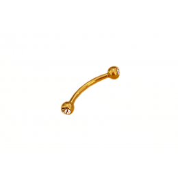 Piercing Microbell Curvo de Titânio Dourado com Pedra