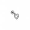 Piercing Labret Titânio Coração Vazado com Pedras - 8 mm  - 1